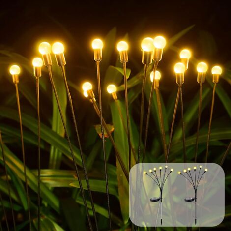 2 Pièces 6 LED Lumière de Jardin Solaire, Lumières Solaire de Jardin Firefly Extérieur Lampes Solaires Décoratives (1/5)