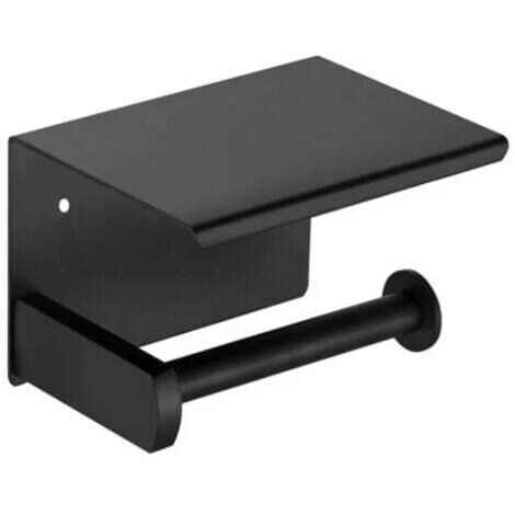 Porte-papier hygiénique, porte-papier hygiénique mural, avec support de rangement pour téléphone portable (noir) (1/5)