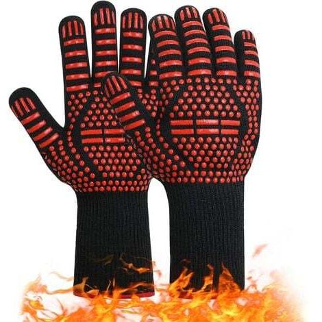 Gants de barbecue, gants de cuisine en silicone antidérapants, la température la plus élevée peut atteindre 800 ° C (1/5)
