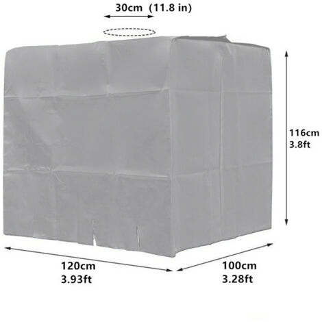 Bâche Réservoir d'eau IBC 1000 L Couverture Container Citerne Eau Pluie avec Fermeture éclair Coupe-Vent Anti-UV 420D Résistant à la Déchirure(gris) (1/5)