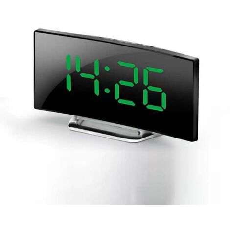 Réveil, horloge miroir avec double alarme, snooze, affichage LED, chargeur USB, petit réveil à intensité variable pour l'heure du coucher