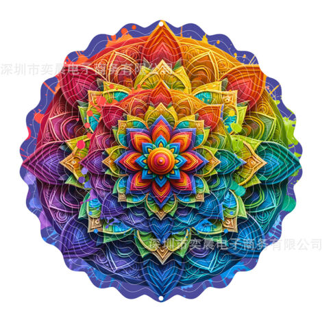 3D Mandala Wind Spinner - Classic Round Kinetic Hanging Metal Wind Catcher, Indoor Outdoor Fairy Tale Garden Sculpture for Thanksgiving, Christmas, Halloween, Mother's & Father's Day