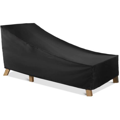 Housse de chaise longue d'extérieur, imperméable et durable, adaptée aux meubles de patio, 208×76×41/79cm, une pièce, noire. (1/4)