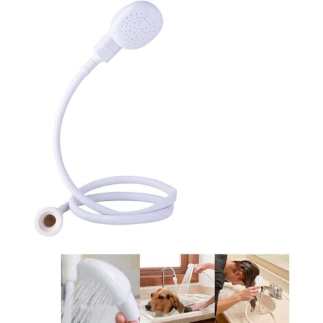 Tuyau de douchette pour évier de 1 m (3,28 pi), tuyau portable avec douchette intégrée, idéal pour laver bébé, animaux, se laver les cheveux, rincer les légumes et nettoyer un évier utilitaire. (1/4)
