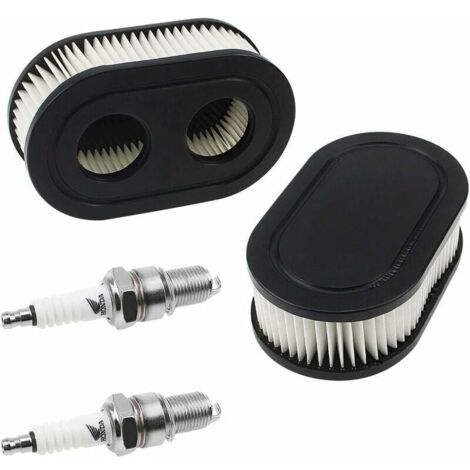 Filtre à Air pour Briggs & Stratton 798452 et 5432 Pièces de Moteur Filtre à Air pour Tondeuse à Gazon 593260 avec 2 Bougies d'allumage (1/4)