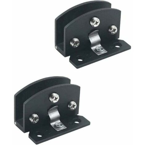 2pcs de charnières de porte en verre vitrine armoire à vin clip charnière de porte(adapté pour le verre de 5-8 mm d'épaisseur-Noir), charnière de porte pièces de rechange -noir - Argent (1/5)