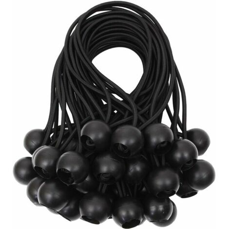 Tendeur de bâche Tendeurs à boule tendeur élastique tendeur en caoutchouc pour bannière, bâche, pavillon, tente, rideaux Harnais d’extension, support de bâche Blanc, 15cm (Noir, 40pcs) (1/5)