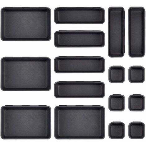 16 Pcs Bureau Tiroir Organisateur Ensemble 3 Plateaux De Taille Organisateurs De Maquillage En Plastique Argenterie Tiroirs De Rangement Diviseurs Bacs pour Commode Salle De Bains Vanité Ustensiles Pl (1/5)