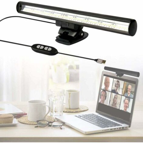 LED Lampe Ordinateur Portable, Lampe Laptop pour Vidéoconférence, Lampe de Bureau, Lampes USB Screenbar avec 10 Luminosité / 3 Températures de Couleur/Gain de Place (1/5)