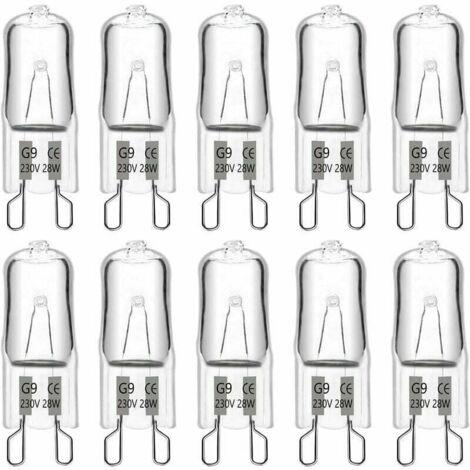 Ampoule Halogène G9 28W 230V, Lumière Blanche Chaude 2700K, Dimmable, Convient pour Lustres, Lampes de Paysage, Appliques Murales, Éclairage d'Armoire, Lot de 10. (1/5)