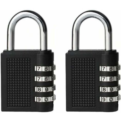 2PCS Serrures à combinaison Cadenas extérieur pour l'école Locker Boîte outils Pad Lock Petit Combo Digit Sports Gate Réinitialisable Code 4 Chiffres Casier Exterieur Serrure Clé (Noir) (1/5)