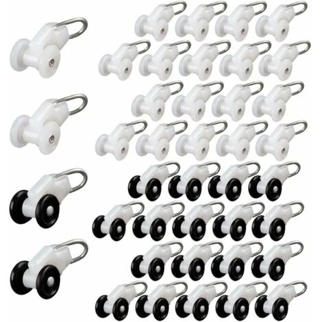 Roleader – Lot de 40 rouleaux de rideaux en plastique et alliage – Dimensions 40 x 14 mm – Roues de 12 mm pour glissement silencieux