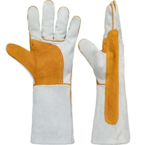 Gants de soudeur 36cm – Protection thermique et contre coupures – Conception robuste pour travaux intensifs – Doublure en coton