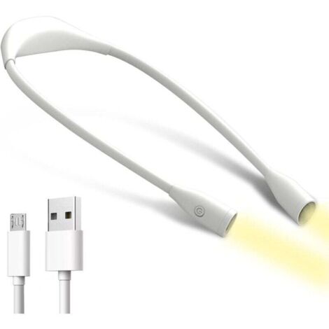 Lampe de lecture de cou livre Lampe de lecture LED Rechargeable Lampe de travail 3 couleurs Réglable Bras Lampe de cou pour lire, tricot, couture, camping, jogging, câble USB inclus (1/4)