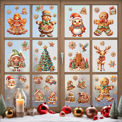 Aiperq 9 autocollants de fenêtre de Noël, autocollants de fenêtre