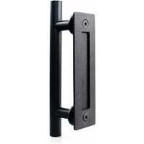 Poignée de porte coulissante en acier inoxydable, poignée de porte de grange coulissante - Poignée ronde simple - Noir (1/4)