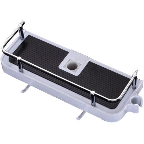 Tablette Support Douche, Etagère Douche Télescopique,Etagère de Salle de Bain Aluminium Antirouille,Montage Sans Perçage,Adapte Le Rail de 24-25mm,Avec Deux Crochets et Crochet de Pomme de Douche (1/4)