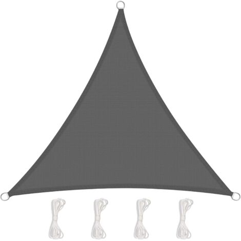 Sunnest Life Voile d'ombrage Triangulaire, Résistant et Respirant pour Jardin Terrasse Camping Fête Piscine, Anti UV, avec Corde (5x5x5m, Gris) (1/4)