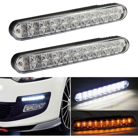 2 Pièces x 30 LED SMD Feux de jour/auto clignotants/Daytime Running DRL TFL avec fonction clignotant en couleur jaune