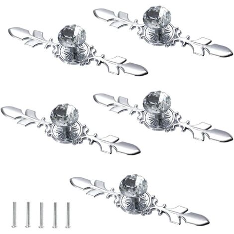 Bouton de Meuble 5 Pièces Bouton de Porte Diamant Poignee de Meuble Diamant Bouton de Meuble Vintage avec Poignée de Tiroir Poignée de Tiroir avec Vis Accessoire,170mm (1/3)