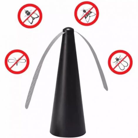 Ventilateur Anti-Mouche, Répulsif à Pales Extérieur & Intérieur pour Eloigner Les Mouches de la Table, Répellante Moustique Fan(Noir) (1/4)
