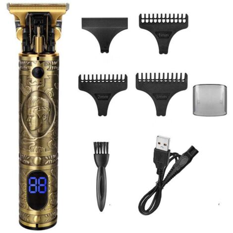Tondeuse Cheveux Hommes,Tondeuse Barbe Electriques Professionnelle, Sans Fil Tondeuse à Cheveux Rasoir Barbe Tondeuse Kit,Écran à LED, Rechargeable, Silencieuse pour les Enfants et la Famille (Doré)
