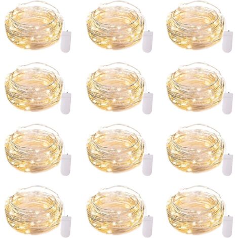 Guirlande lumineuse féerique à piles, fil argenté étanche, 7 pieds 20, pour bricolage, fête de mariage, chambre à coucher, Patio, noël (1/4)
