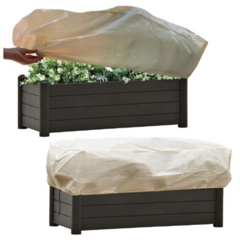 Lot de 2 housses de jardinière bio - Protection contre le gel - Protège les fleurs dans la jardinière de balcon contre les dommages causés par le gel léger ou le vent et la pluie et contre le pic par (1/4)