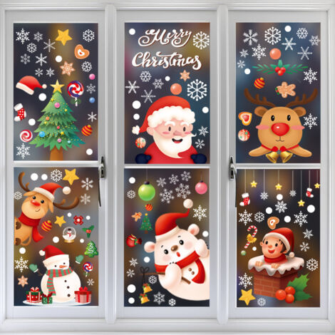 Autocollants Fenêtres Noël Réutilisables - Stickers Vitres Bonhomme De Neige Deco De Noel Stickers Fenetre