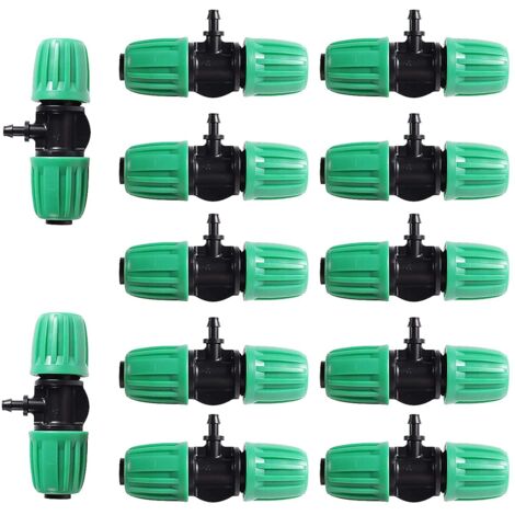 Raccords Tuyau Arrosage, 12 Pièces Raccords en Té Tuyau d'Irrigation de 1/2"(13-15mm) à 1/4"(4-6mm), Raccords pour Tuyaux d'Arrosage d'Irrigation pour Jardin Agriculture Arrosage Système (1/4)