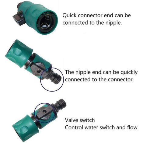 Adaptateurs De Connexion Rapide Pour Tuyau D'arrosage - Lot De 2 Valves ABS, Double Sens, Pour Lavage Voiture, Jardin
