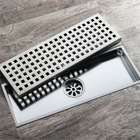 Siphon de sol - Siphon de sol extérieur pour salle de bain - Siphon de sol extérieur pour balcon épaissi anti-blocage, anti-insectes et anti-odeurs 10×30cm (1/4)
