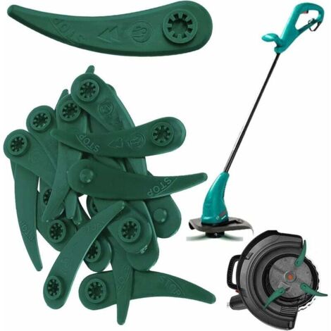 Lot de 20 Lames en Plastique de Rechange pour Coupe Bordure, Lame Plastique Coupe Bordure, Lame Coupe Bordure pour coupe-bordures Bosch Durablade Art 23-18 LI Art 26-18 LI, Vert H14 (1/4)