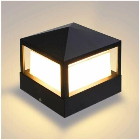 Enowelir de Poteau Lampe Pilier Portail Lampe D'extérieur lumière colonne lampe Villa IP65 étanche Aluminium jardin paysage pelouse porte clôture entrée lumièr, Blanc Chaud (1/4)