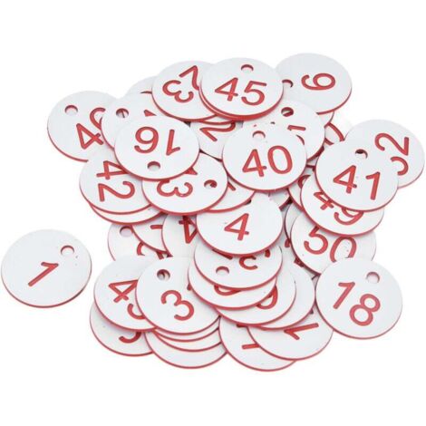 Enowelir Lot de 50 étiquettes rondes numérotées en ABS pour ruche, avec trou, pour apiculture (1 à 50) (1/4)
