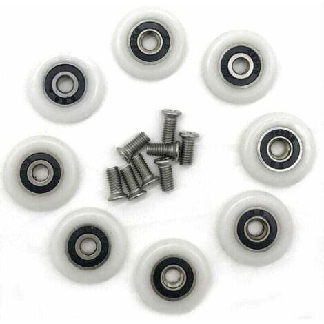 Enowelir Lot de 8 roues de rechange pour porte de douche de 23 mm de diamètre Fixation de porte et paroi de douche (1/4)