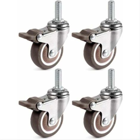 Enowelir 4 Pièces Roues Pivotantes, 25mm M6 x 15mm Pole Roulettes de Meubles pour Chariots (1/4)