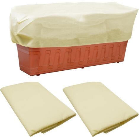 Lot de 2 housses de protection hivernales pour plantes, housses rectangulaires pour pots de fleurs, couvertures de protection contre le gel pour plantes d'extérieur avec cordon de serrage - Carré à co (1/4)