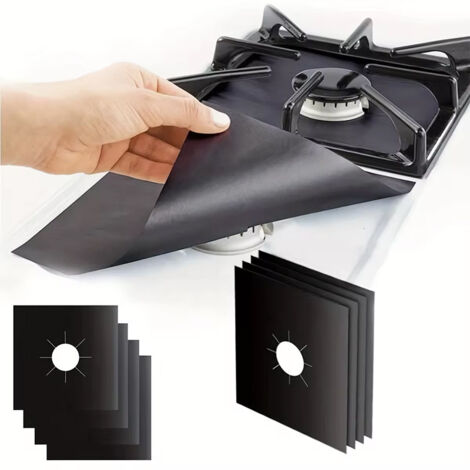 Protections Brûleurs Gaz 10 Pièces Anti Adhésives Réutilisables Épaisses Résistance Chaleur Accessoires Cuisine Propre (1/4)