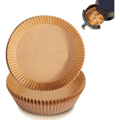 Papier Cuisson Air Friteuse Rond Anti Adhésif Qualité Alimentaire Four Micro Ondes Poêle 50 Pièces 20cm Naturel (1/4)