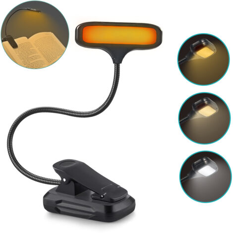 Lampe de lecture rechargeable, lampe de lecture pour lire au lit avec 3 températures de couleur et luminosité réglable en continu, lampe de lecture à pince rotative à 360° avec ventouse magnétique, id (1/4)