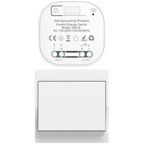 Interrupteur sans fil auto-alimenté, bidirectionnel, sans pile, télécommande radio, éclairage domestique (EU 1Gang 1V1a) (1/5)