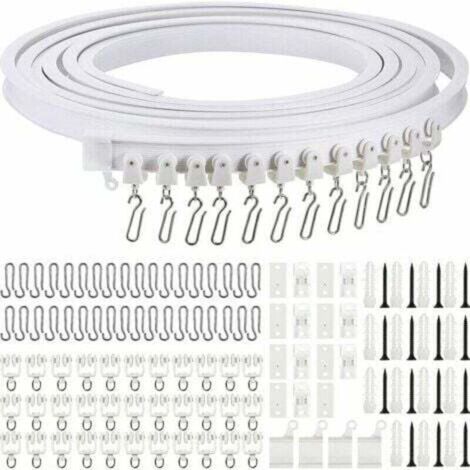 Tringle Rideau Flexible, Tringle Rideau Extensible de 5 Mètres, Barre Rideau, Rail pour Rideaux Séparateur de Pièces