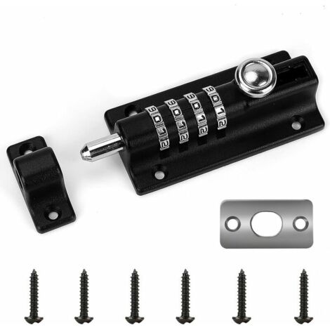 Verrou de Porte à Code,  4 roues recodables Verrouillage Portail Résistant à l'eau Combinaison sans Clé Serrure avec vis unidirectionnelles haute sécurité pour hangars/granges (1/4)