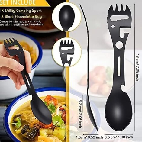 Couvert De Camping Qunature En Titane Pur - Couteau, Fourchette, Cuillère Et Baguettes