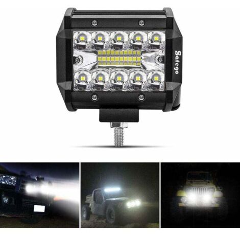 4" 60W Projecteur LED Lampe de travail Barre LED Phare 10800LM, Etanche IP67, Feux Antibrouillard pour Voiture Hors Route Tracteur Camion SUV ATV Bâteau 12V 24V Feux Diurne Lumière (1/4)