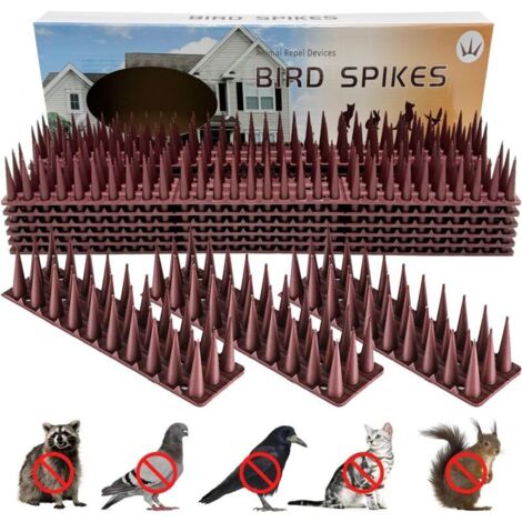 Lot de 12 pigeons anti-pigeons,5.16 m,Anti-oiseaux,Anti-pigeons,3 rangées de pigeons,Protection contre les pigeons,Pics anti-oiseaux,En plastique, clôtures,Rebord de fenêtre (1/4)