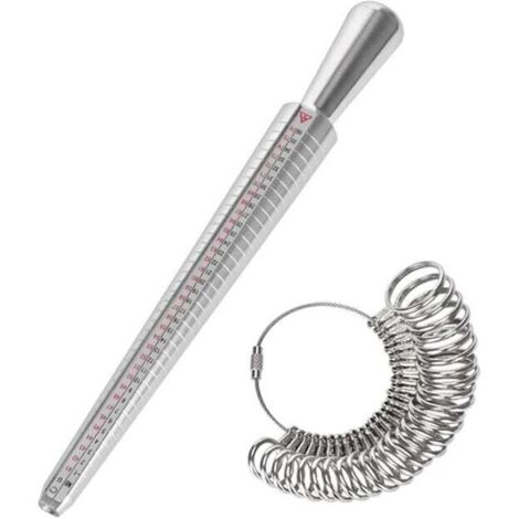 Baguier Calibreur de 41 à 76 Mesure de Taille de Doigt Jauge Anneaux Outil de Bague avec 3 Echelles de Mesure (eu, us, uk) (1/4)