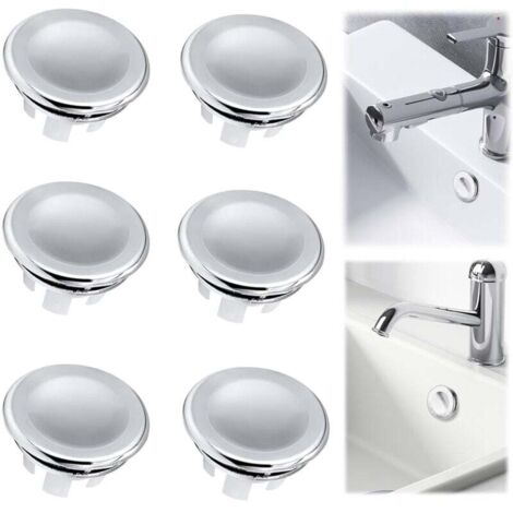 Lot de 6 Bouchons de Trop-Plein placage Débordement d'Évier de Lavage de Salle de Bains de Cuisine Couvercle de Trop-Plein pour Lavabo Bouchon Trop Plein Evier Pour Lavabo,Salle de Bain,Cuisine (1/4)