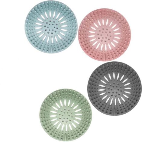 Filtre à cheveux pour lavabo et douche, en TPR élastique, couleurs variées, pour baignoire, douche et lavabo, lot de 4 (1/4)